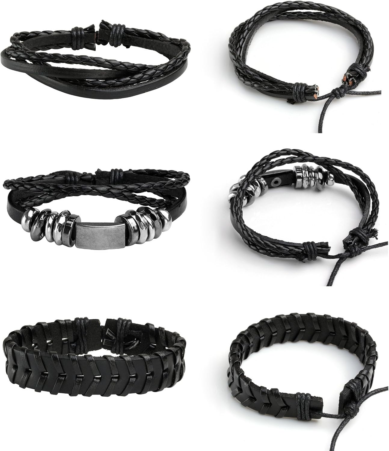 MILAKOO Punk Goth Braided Leather Bracelet for Men Women Woven Retro Wristband Cuff Rock Accessory, A:12 Pcs Set, 24.1 cm - Image 4