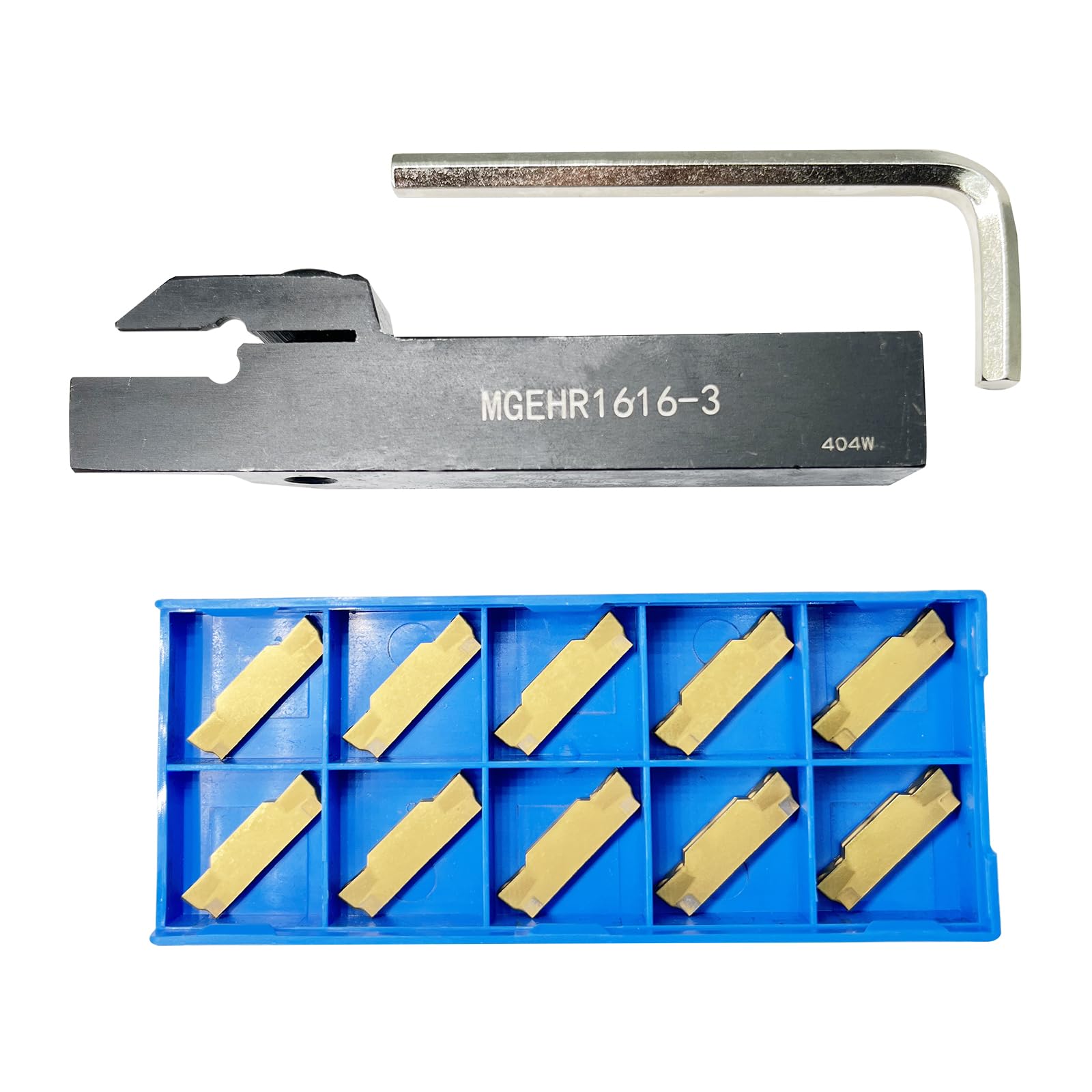 Photo 1 of *ONLY GROOVING INSERTS* Lathe Cut Off Tool Lathe Parting Tool MGEHR1616-3 Metal Lathe Grooving Turning Tool Holder with 10pcs MGMN300-G Indexable Carbide Grooving Inserts (MGEHR1616-3)