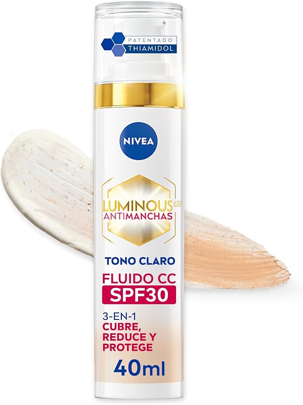Cellular Luminous630 - Fluido CC Antimanchas SPF30 3-en-1 - CC Cream Triple Acción - Cubre y Reduce las Manchas - Protector Solar Facial con Color - Todo Tipo de Piel - Tono Claro - 40 ml