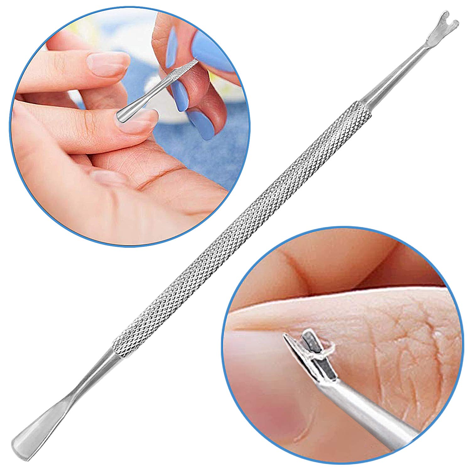 Cuticle Pusher and Cutter - Nail Polish Remover - Stainless Steel Manicure Tool Set -Gel Nail Polish Peeler and Scraper - Nail Care Stick - Pedicure Kit for Fingernail and Toenail: Beauty
