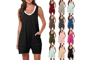GOHRSHA Womens Sleeveless Romper Shorts Spaghetti Strap Jumpsuit Dressy Casual Loose Overalls One Piece Summer Jumper