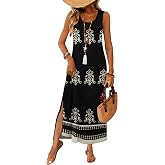 WIHOLL Maxi Dress Summer Dresses 2026 Beach Vacation Clothes Sleeveless Sundresses with Pockets Boho S-3XL
