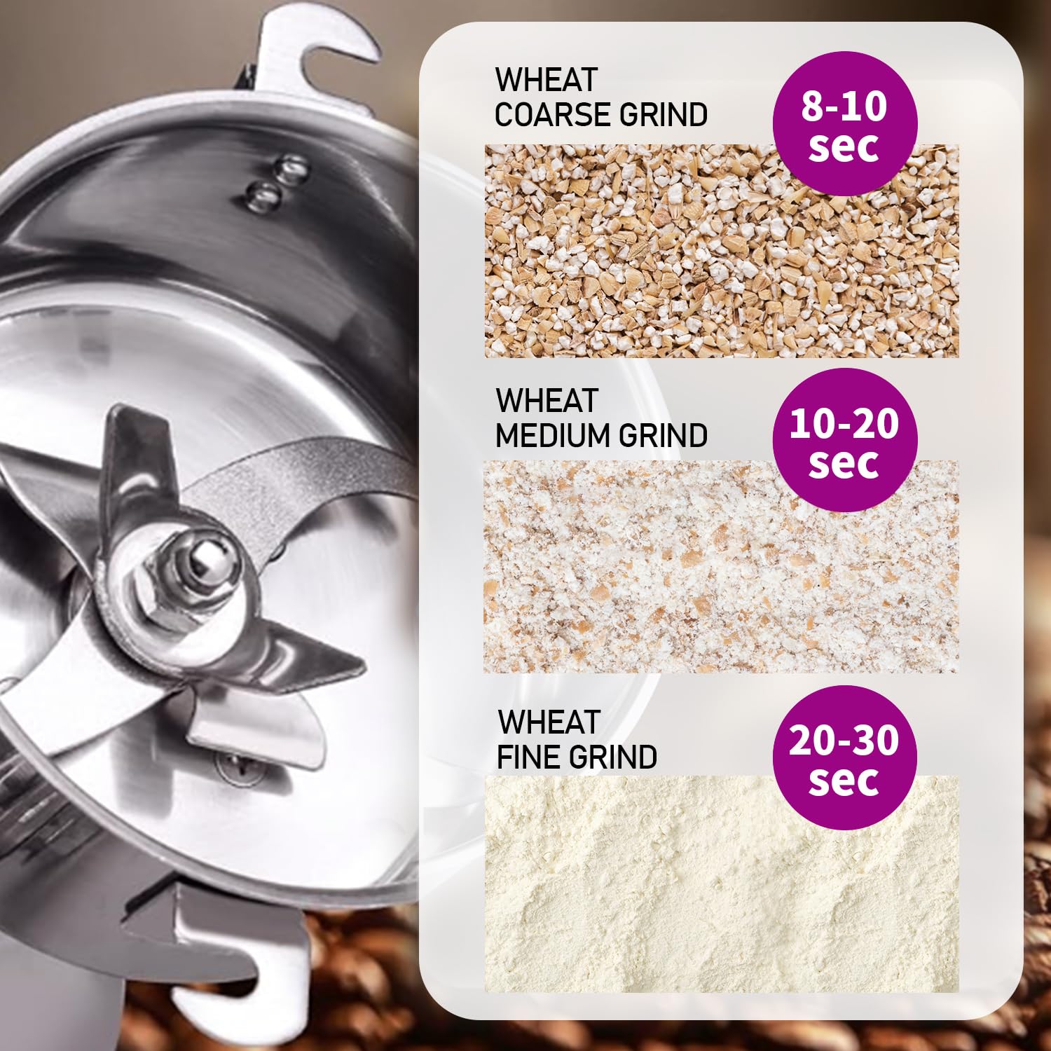 750g Grain Mill, 304 Stainless Steel Spice Grinder, 2800W High-speed Commercial Flour Mill, Superfine Flour Mill Grinder for Home, Grain Mill for Flour