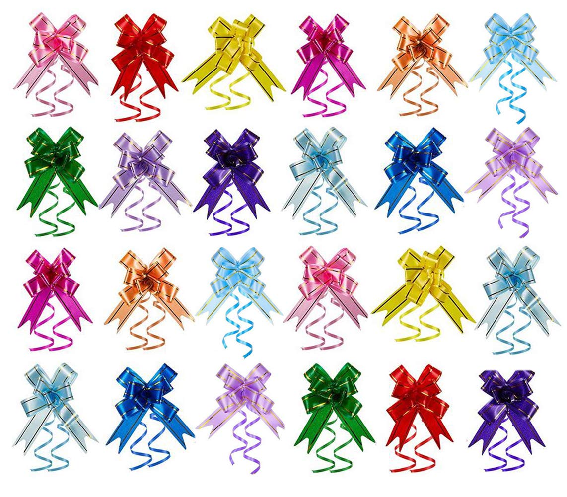 200 PCS Pull Bows Decorative Assorted Colors Festival Gift Wrap Ribbon Bows for Christmas Wedding Party Random Color