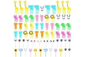 Fruit Forks Food Picks for Kids, 68 PCS Reusable Plastic Lovely Animal Fruit Picks Cartoon Toothpicks Sticks Decor for Kids P