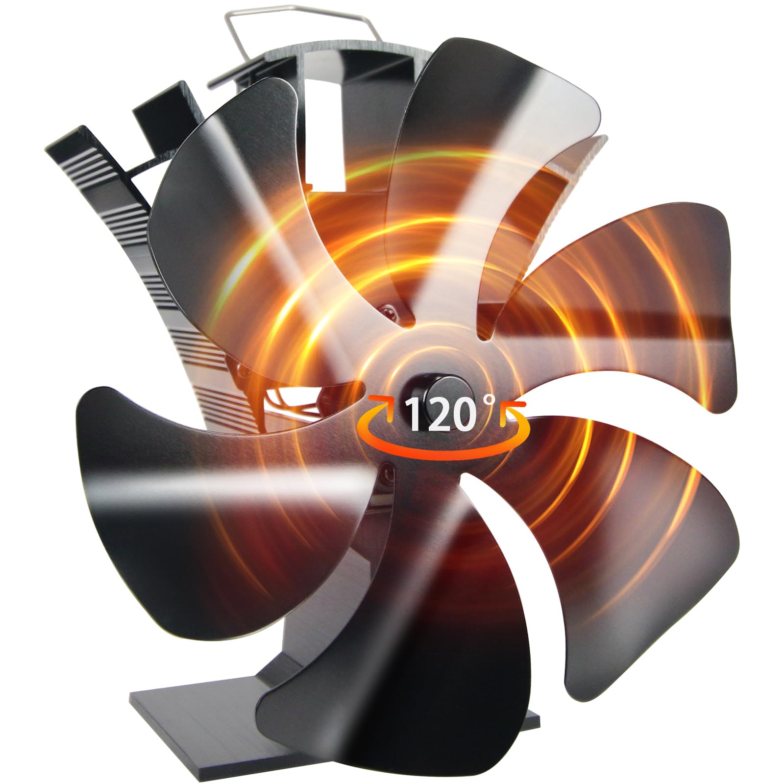 Photo 1 of VODA Heat Powered Stove Fan 6 Blades, 120° Rotation Left-Right with Button Control, Efficient Wood Stove Fan for Heat Distribution in Fireplaces and Wood Stoves