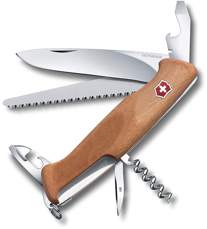 Victorinox Holz Taschenmesser Ranger Wood 55 (10 Funktionen, Feststellklinge, Schraubendreher)