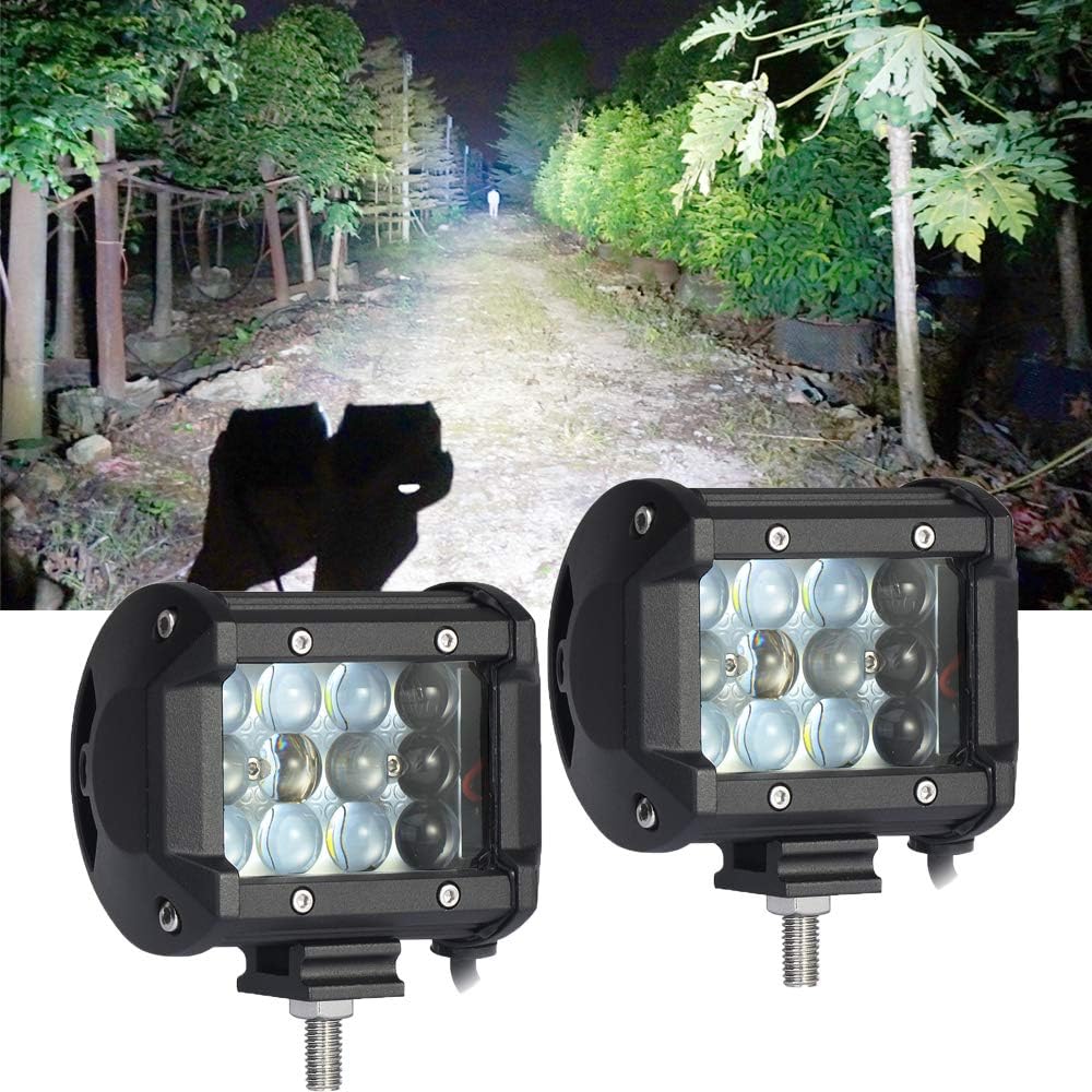 LED Lights Bar 2PCS 4Inch 36W White 6D Triple Row Spot Beam 3800LM Waterproof Fog Lights Driving Light For Truck Off Road Jeep ATV UTV SUV Boat Marine with 1 Year Warranty