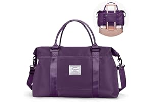 SYCNB Weekender Bags for Women,Travel Duffel Bag,Overnight Weekend Carry On Personal Item Bag with Wet Pocket & Trolley Sleeve,Gym Bag,Dark Purple