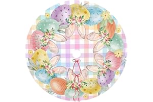Easter Cute Bunnies Eggs Colorful Christmas Tree Skirt Carpet Mat Funny Party Soft Cover Mat Decor Supplies for Xmas Hallowee