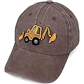 Cute Embroidery Excavator Toddler Kids Baseball Cap Adjustable Cotton Washed Vintage Dad Hat for Boys Girls Age 2-8