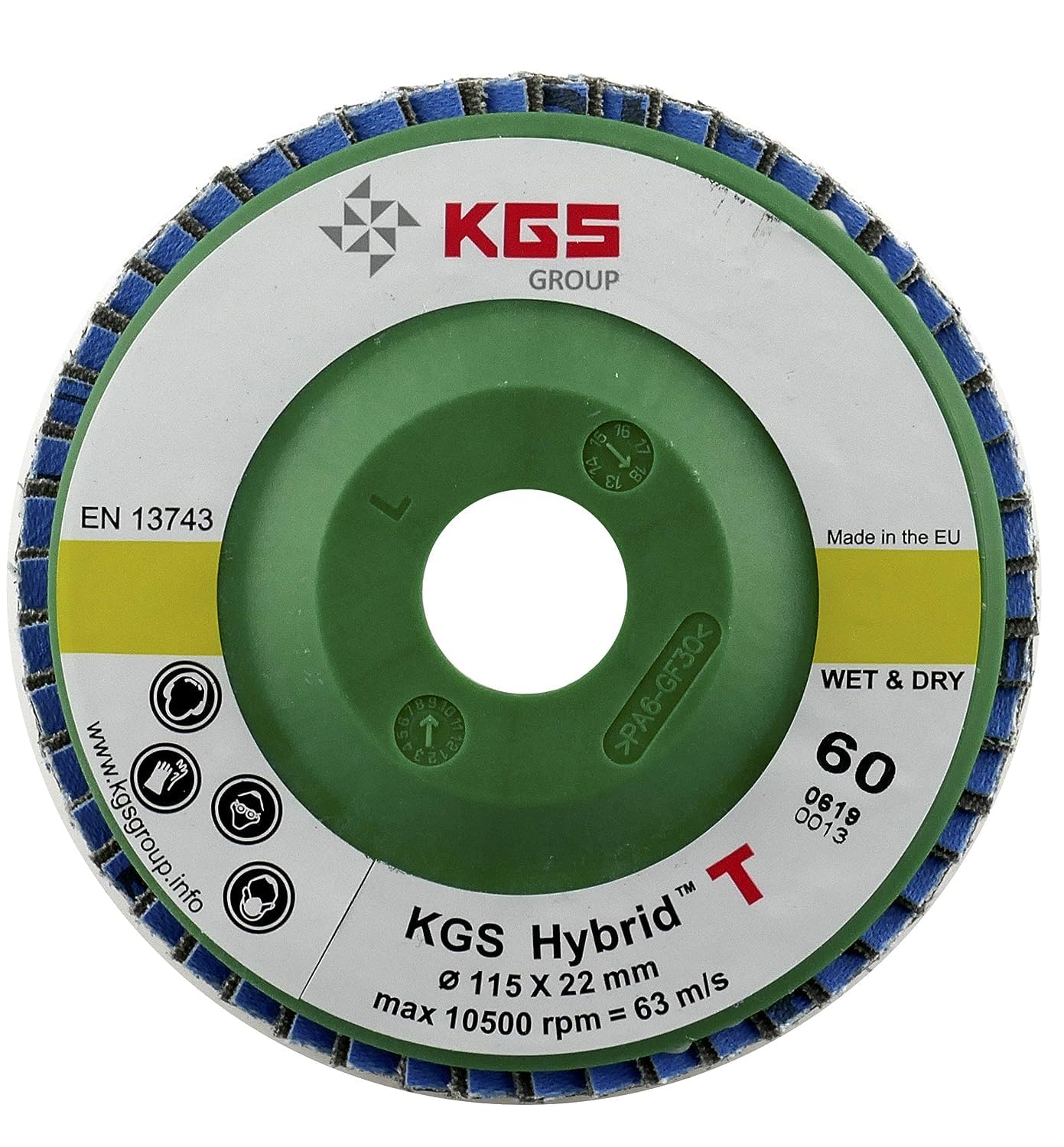 KGS Hybrid T Diamond Flap Discs Diameter 115/22.3 mm (120 Grit)