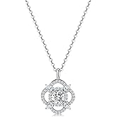 ROISE LADY 18K Gold Plated S925 Sterling Silver Four Leaf Clover Necklace September Birthday Gifts for Women– Lucky Flower Pendant with Cubic Zirconia – Elegant Jewelry Gift for Women