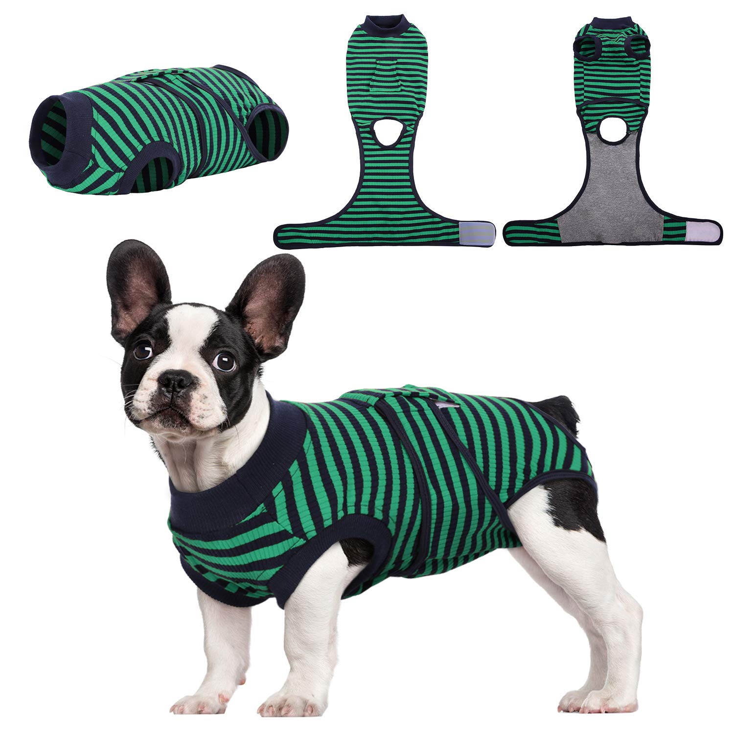 Kuoser Dog Surgery Recovery Suit, Dog Recovery Suit Female Male, Dog Surgical Recovery Suit, Adjustable Dog Post Surgery Body Suit, Recovery Suit Dog After Surgery Green S — image 1