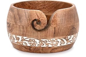 BHAVATU Yarn Storage Handmade Craft Knitting Bowl Storage Knitting and Crocheting Accessories Kit Organizer, Perfect for Mother's Day and Christmas Gift (7" x 7" x 4")