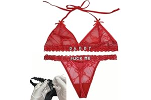 Personalized Thong with Name - Custom Name Thong Bra Set with Rhinestone Letters Hand Sewn Customized Special Words Underwear