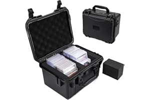 QINGUANG Graded Card Storage Box,Trading Card Case with 4 Foam Dividers,IP67 Waterproof PSA Slab Case for PSA/CSG/CGC/SGC/BGS Top Loaders Sports Cards