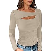 ANRABESS Womens Cutout Tops Trendy Sexy Long Sleeve Shirts Ribbed Slim Fit Tee 2025 Fall Fashion Going Out Tshirts Clothes
