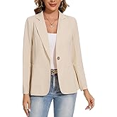 MINTLIMIT Womens Linen Cotton Blazer Casual Long Sleeve Button Front Lightweight Spring Summer Jacket Blazers with Pockets