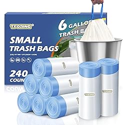 240 Count 6 Gallon Trash Bags Drawstring - Medium