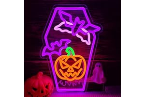 LULKOD Halloween Neon Sign Flashing Bat Neon Light for Wall Decor Rip Neon Sign Pumpkin Neon Light for Bedroom Halloween Neon Window Lights Party Man Cave Game Room
