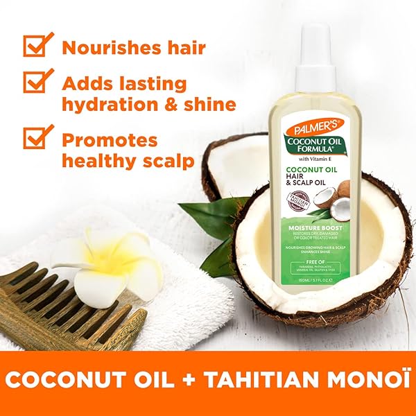PALMER’S COCONUT OIL MOISTURE BOOST, RESTORATIVE HAIR AND SCALP OIL SPRAY, LASTING HYDRATION AND SHINE FOR DRY OR DAMAGED HAIR, PROMOTES SCALP HEALTH, 5.1 OZ