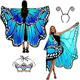 Sunlisky Halloween Costumes Woman 2025-Butterfly Costume Wings Cape with Lace Mask and Headband for Women Adult