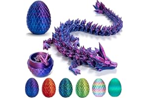 YILCER 3D Printed Dragon Egg, Mystery Crystal Dragon Egg Fidget Toys Surprise, Articulated Crystal Dragon Eggs with Dragon Inside(Laser Purple)