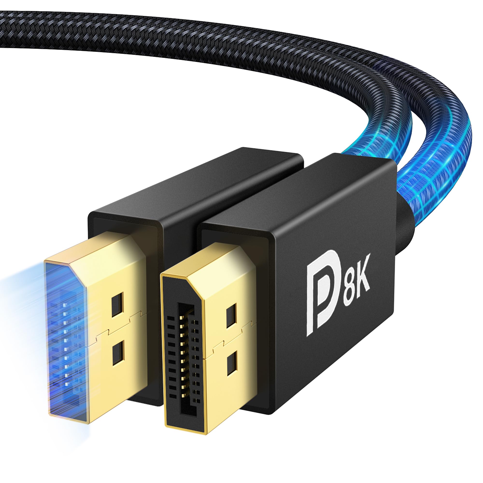 IVANKY DisplayPort Cable 8K [VESA Certified], DP 1.4 Cable High Speed Support 8K@60hz, 4K@144hz, 2K@240Hz, HBR3 Support 32.4Gbps, HDCP 2.2, Compatible with Laptop, PC, Gaming Monitor, TV - 2M/Black