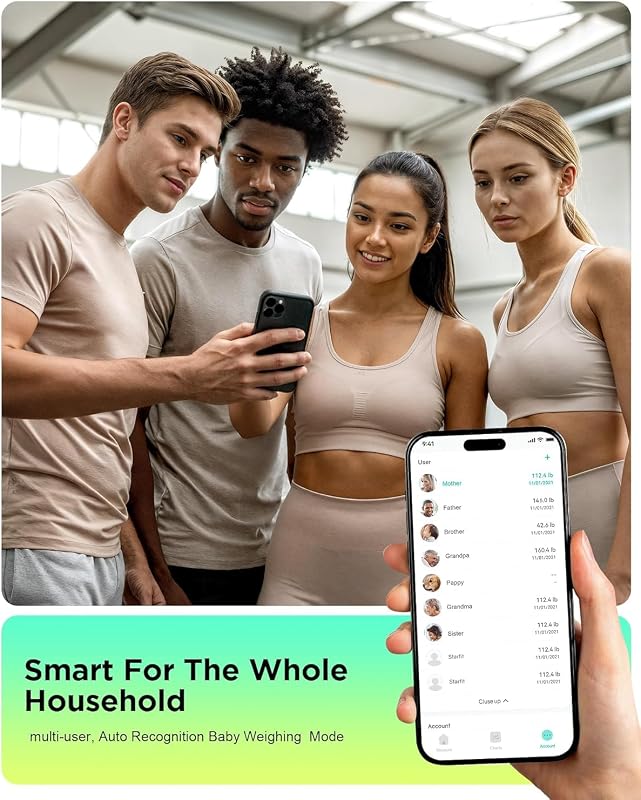 Körperfettwaage, Personenwaage digital mit 8 Elektroden für Körpergewicht und Körperfett, BMI, Muskelmasse und Analyse von 28 Körpermaße App-Nutzung, 3-Metrik-Anzeige, 180kg