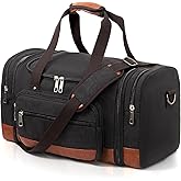 Voylic Men'S Duffle Bag For Travel, Expandable Canvas Duffel Bags Overnight Weekend Gym Carry On Luggage Bag For Men(Black)