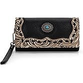 Trinity Ranch Wristlet Wallets for Women Western Wristlet Purse with Detachable Floral Tooled Concho Collection