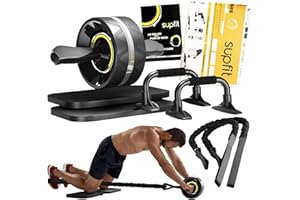 SUPFIT Ab Roller Wheel, 6 in 1 Ab Roller kit with Knee Pads, Push-Up Bars, Resistance Bands, Workout Poster, Workout Guide, Perfect Home Gym Equipment for Men Women Abdominal Exercise
