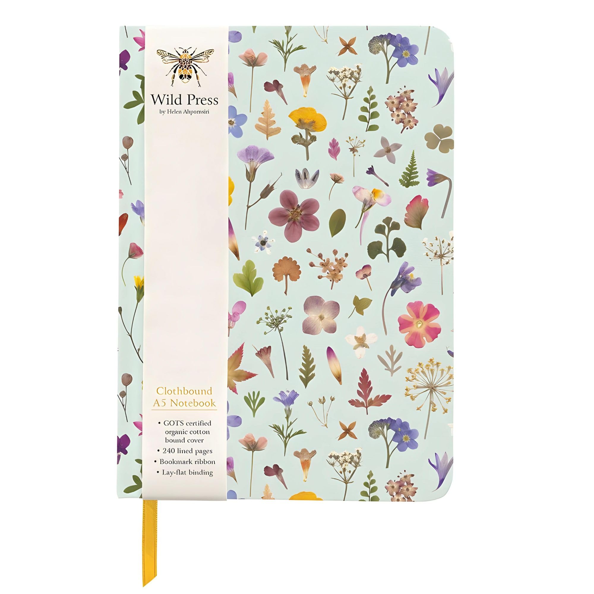 Museums & Galleries A5 Clothbound Journal - Lined Notebook - Wild Press Artistic Floral Design - 240 Pages - Bookmark Ribbon