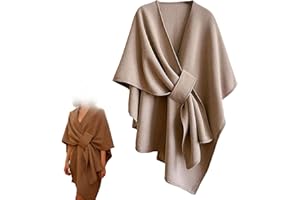 The Fleece Drape Shawl, Women Fall Winter Elegant Knitted Shawl Wrap, Soft Open Front Poncho Sweater with Loop