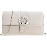 CHARMING TAILOR Evening Bag Diamantes Embellished Satin Clutch Purse for Woman Classy Party Handbag with Beaded Brooch | Satin, for Woman, Classy Party, with Beaded Brooch