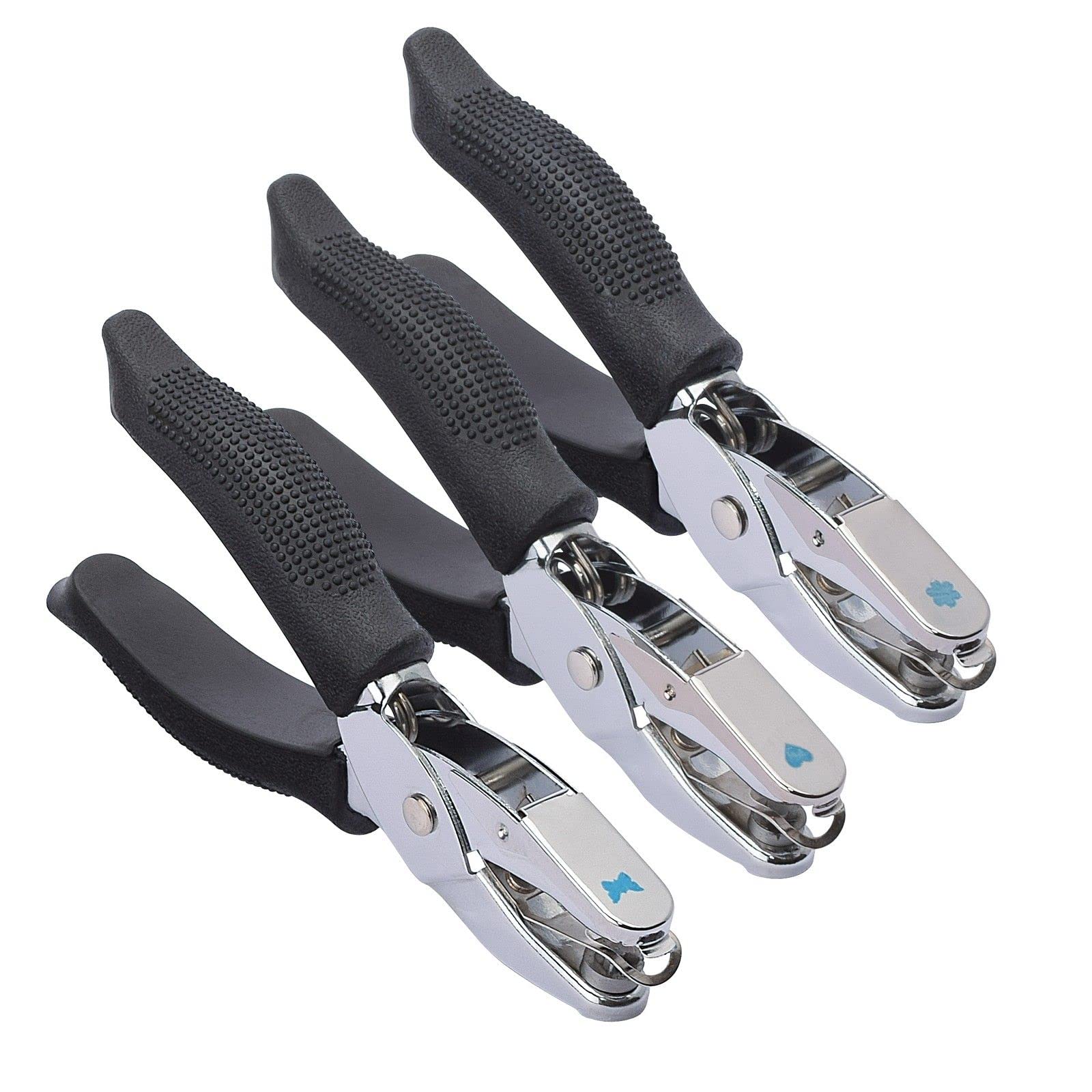 Vaessen Creative Manual Punch, Circle, Flower and Butterfly Design, Small, Medium and Large, red, 26.8x19.6x1.8 cm