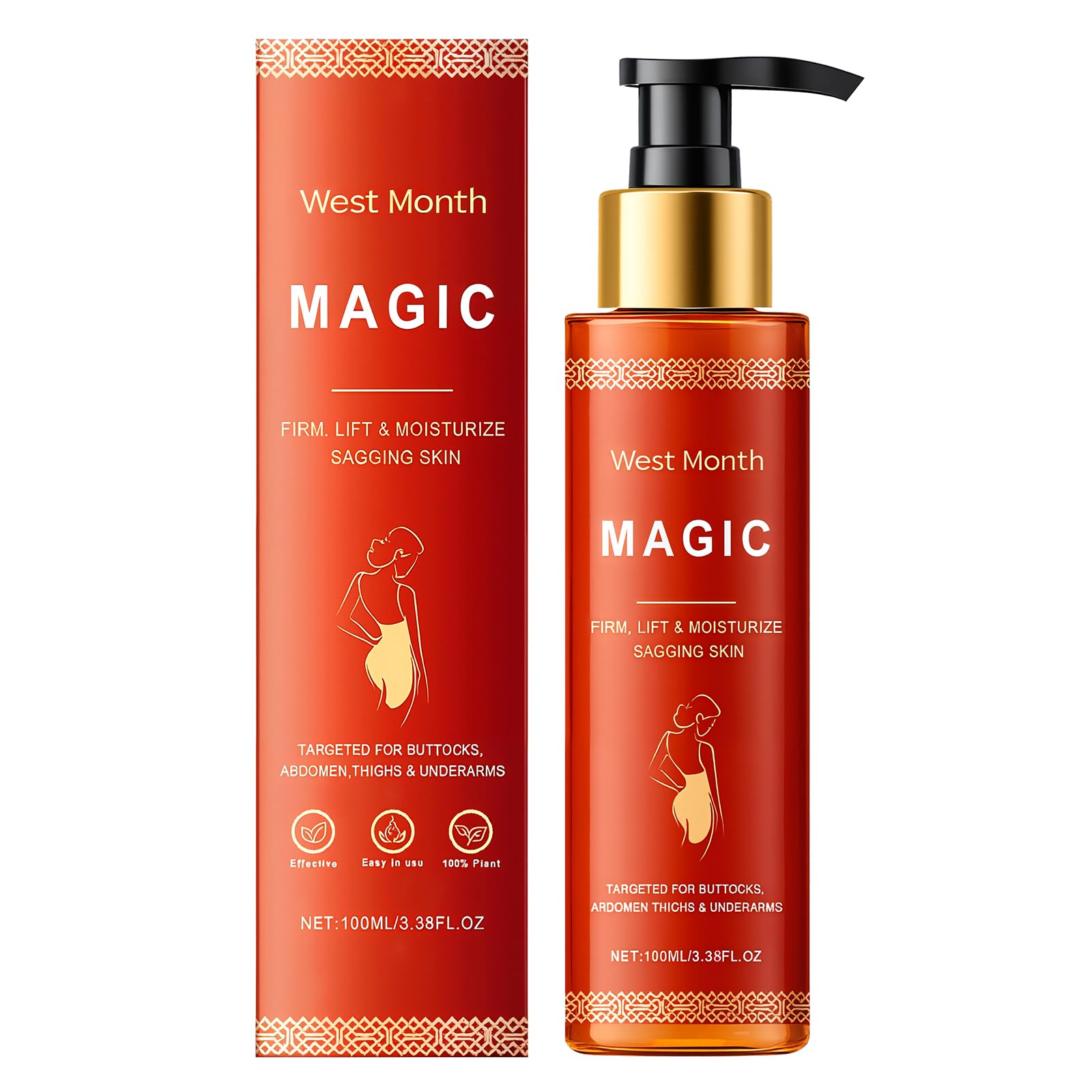 Photo 1 of PIFLAT Magic Body Firming Oil – Full Body Use, Hydrating and Firming Skin Oil for Arms, Chest, and Thighs – with Vitamin E, Rosehip, and Almond Oils