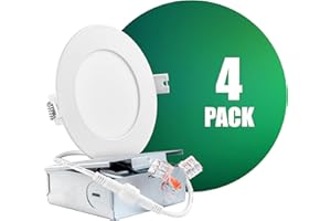 QPLUS 4Inch LED Recessed Slim Pot Light with Junction Box, Ultra Thin LED Downlights, 10W =75W, 750 Lumens, Dimmable, Insulat