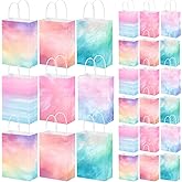 Humyoun 24 Pcs Pastel Gift Bags Paper Goodies Bags with Handles Watercolor Tie-Dye Candy Treat Gifts Wrapping for Baby Shower Wedding Birthday Party Supplies