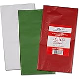 150 Christmas Tissue Paper Assortment; 60 Red, 45 Green & 45 White; 20" X 20" by Gift Boutique