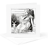 3dRose Alice in Wonderland with Rabbit 1 Greeting Card with envelope