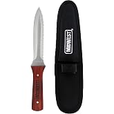 MIDWEST Flex Duct Knife, 5" Blade, Contoured Wooden Handle &amp; Nylon Sheath | For Cutting Flexible Duct and Duct Board, Full Tang, Standard &amp; Serrated Double Edge Blade, Sheath Included - MWT-FDK01