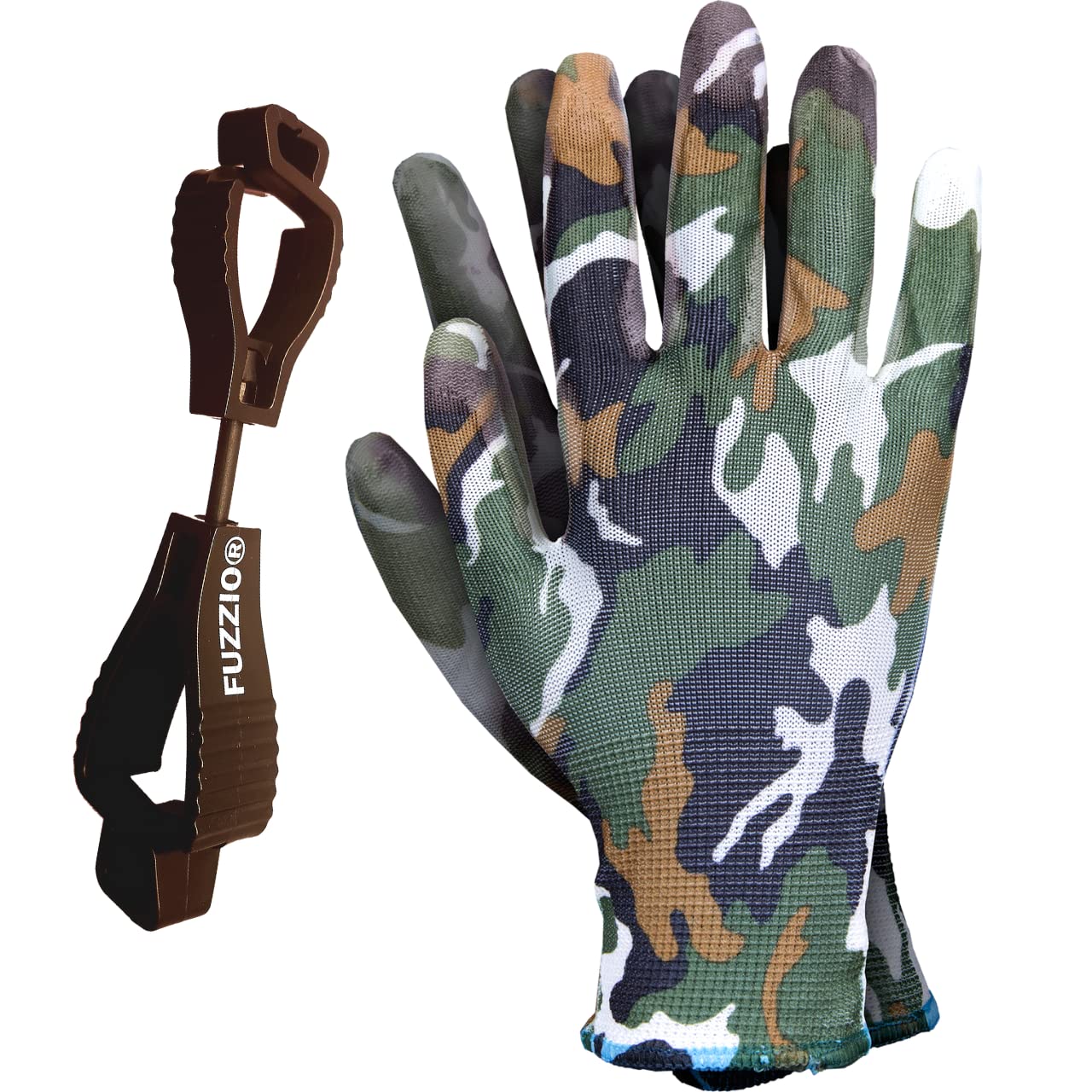 FUZZIO 24 Pairs Ogrifox PU Camouflage Work Gloves Glove Clip L-9