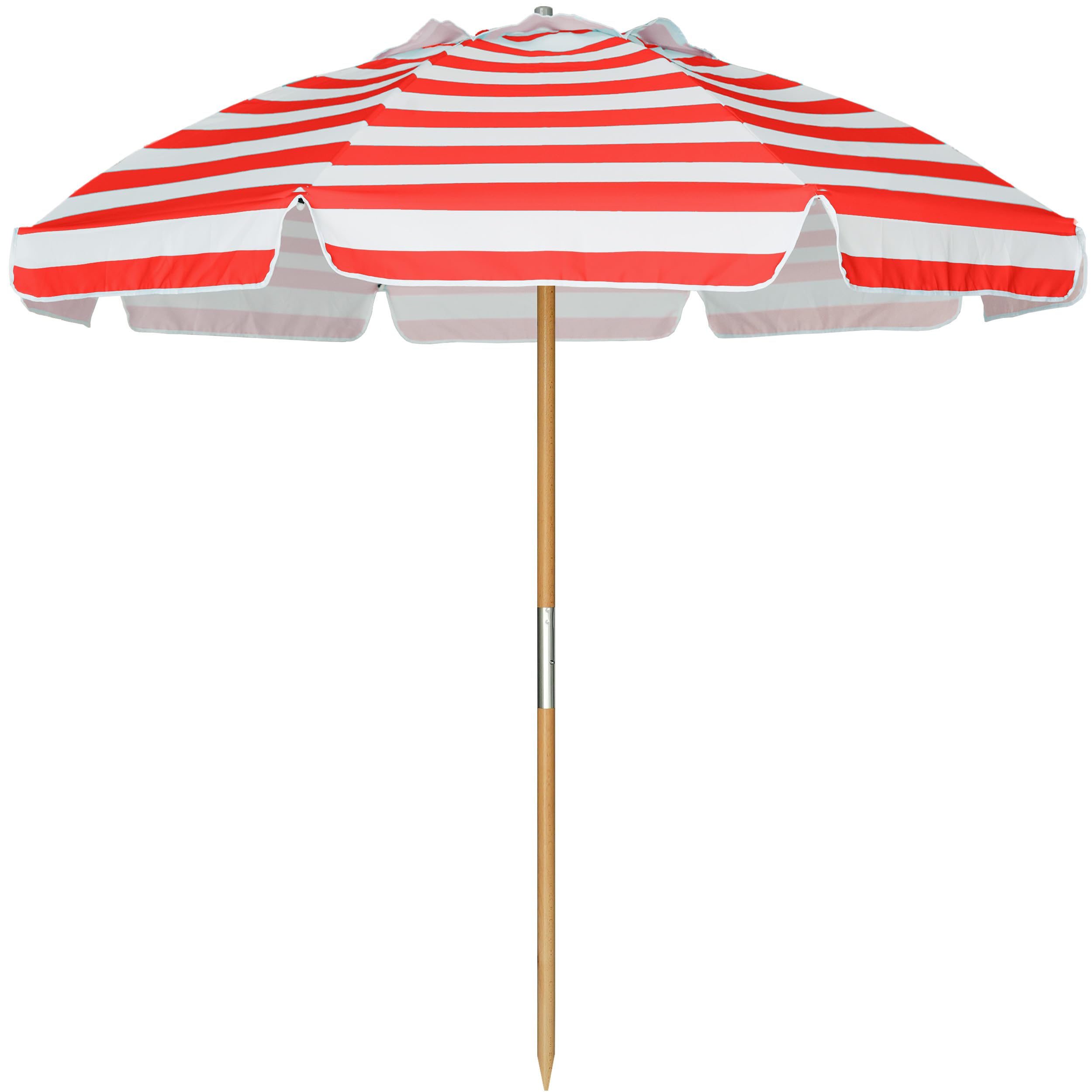 Photo 1 of *MISSING PARTS UNKNOWN*
AMMSUN 7.5ft Heavy Duty HIGH Wind Beach Umbrella Commercial Grade Patio Beach Umbrella with Air Vent Ash Wood Pole & Carry Bag UPF50+ Protection Red White