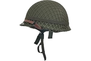 WXKHV WW2 US Army M1 Helmet, WW2 Gear, WW2 Helmet Metal Steel Shell Replica with Net/Canvas Chin Strap/Cat Eye Band