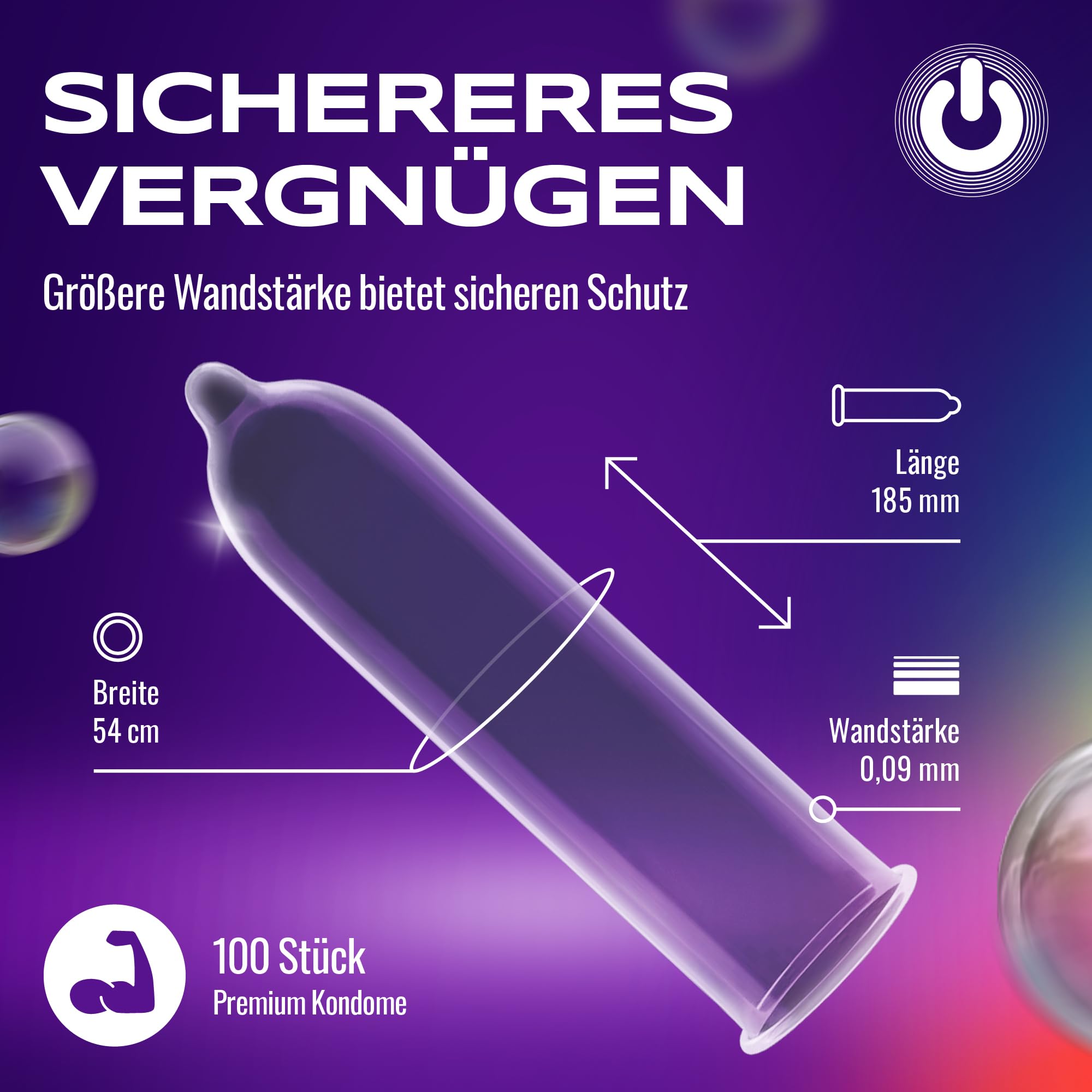 ON) Kondome Strong, Für mehr Sicherheit, extra dick 0,09 mm, Natürliches Gummi Latex, 100 Stück 3