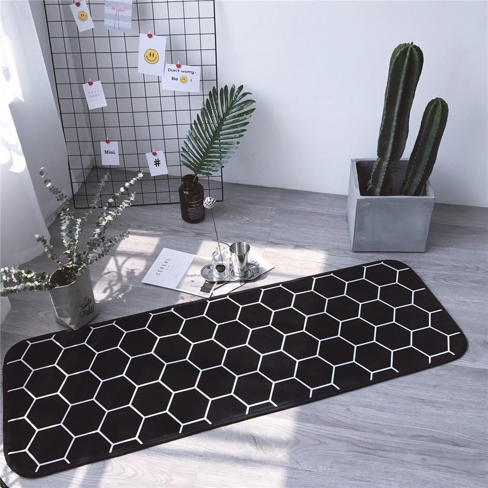 INCX Non-Slip Runner Rug Kitchen Rugs and mats for Floor for Kids Room (19.7 x 66.9 Inch, Honeycomb)