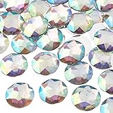 200 Pieces 20mm, Crystal AB, Acrylic Round Flat Back Rhinestones for Jewelry Making, DIY Crafts, Nail Art, Face Makeup, Clothes
