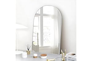 FINEWF 24x16 Arch Mirror Rectangle Wall Mounted Aluminum Alloy Metal Frame HD Glass Dressing Make-up for Bathroom Entryway Bedroom Living Room 24 16 inch Silver